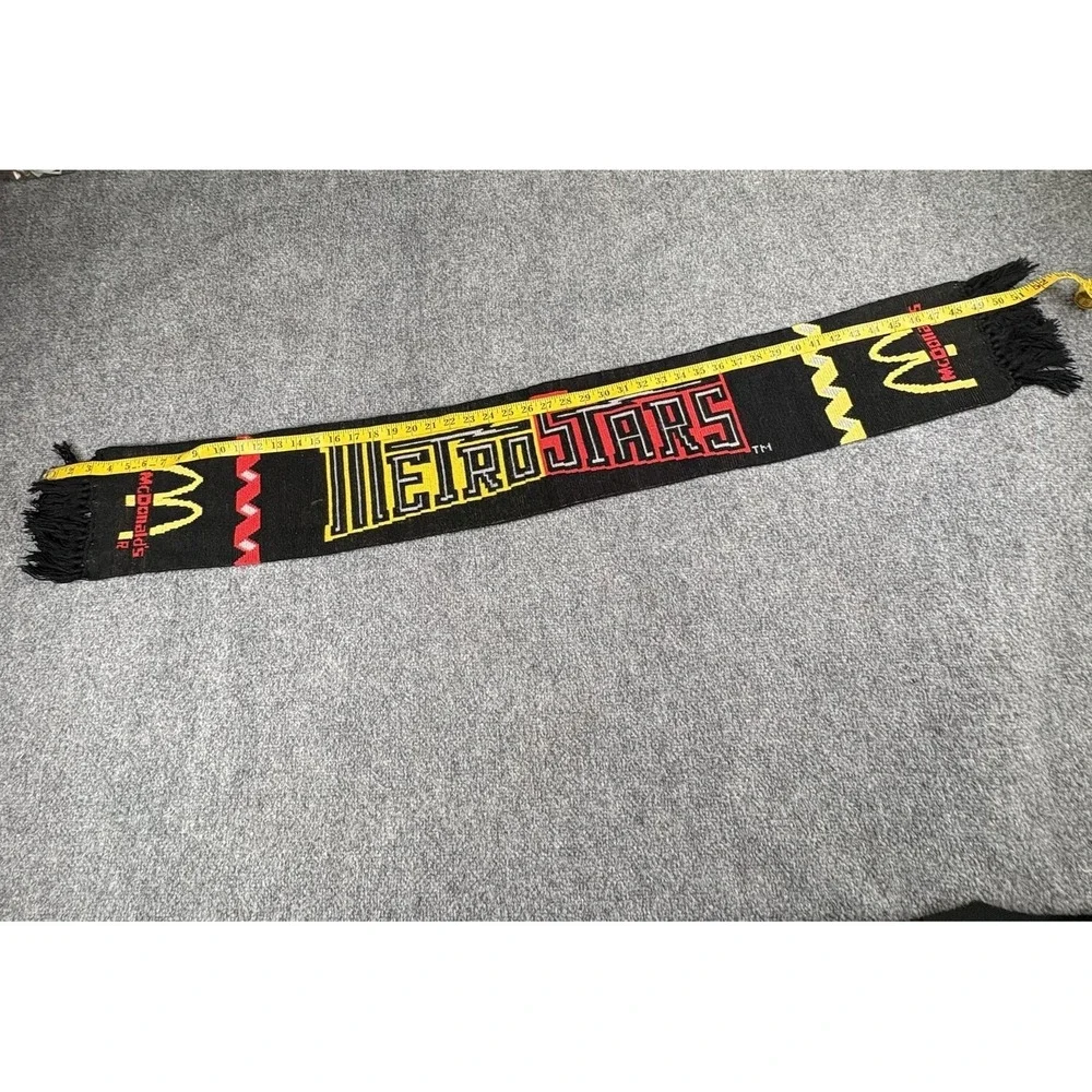Vintage 90s NY/NJ MetroStars MLS Soccer Scarf  McDonald's Promo Black Reversible